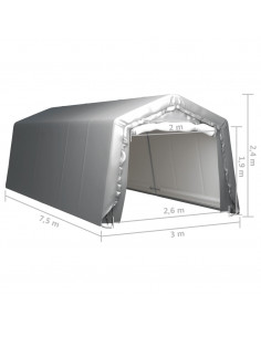 Tenda Capannone 300x750 cm Grigio Acciaio
