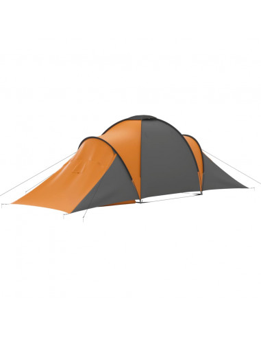 Tenda da Campeggio 6 Persone in Tessuto Grigio e Arancione