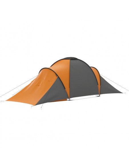 Tenda da Campeggio 6 Persone in Tessuto Grigio e Arancione