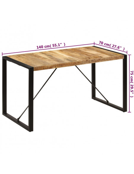 Tavolo da Pranzo 140x70x75 cm in Legno Massello di Mango