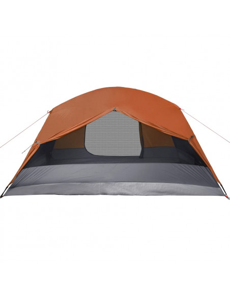 Tenda da Campeggio con Portico per 4 Persone Grigio e Arancione
