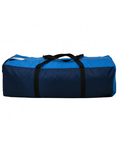 Tenda da Campeggio in Tessuto 9 Persone Blu Scuro e Blu