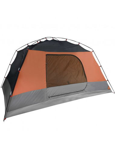 Tenda da Famiglia con Portico per 6 Persone Grigio e Arancione