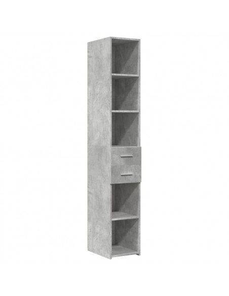 Credenza Grigio Cemento 30x42,5x185 cm in Legno Multistrato