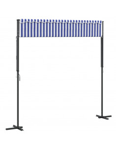 Tenda da Sole Blu e Bianca 300x300 cm in Tessuto e Acciaio