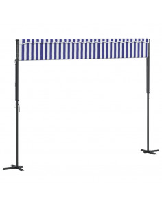 Tenda da Sole Blu e Bianca 400x300 cm in Tessuto e Acciaio