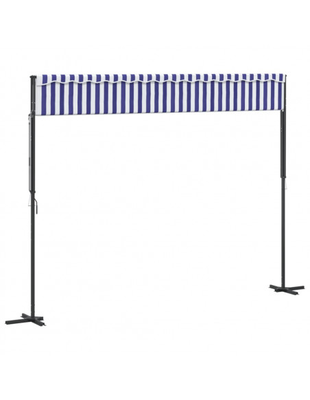 Tenda da Sole Blu e Bianca 400x300 cm in Tessuto e Acciaio