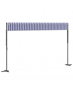 Tenda da Sole Blu e Bianca 500x300 cm in Tessuto e Acciaio