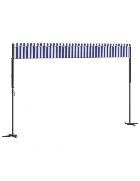 Tenda da Sole Blu e Bianca 500x300 cm in Tessuto e Acciaio