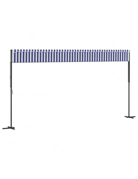 Tenda da Sole Blu e Bianca 600x300 cm in Tessuto e Acciaio