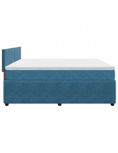 Giroletto a Molle con Materasso Blu 200x200 cm in Velluto