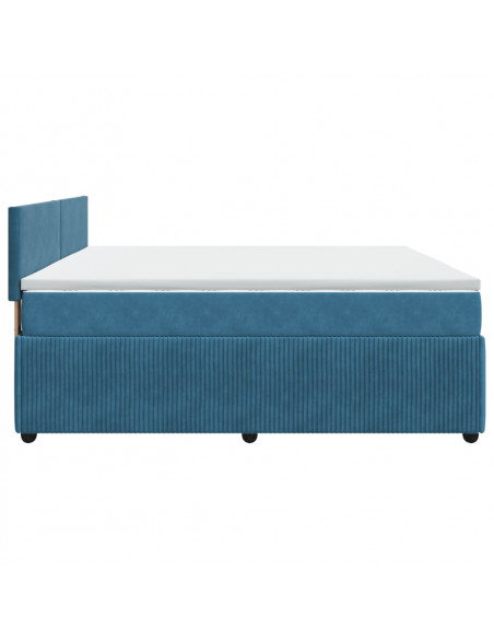 Giroletto a Molle con Materasso Blu 200x200 cm in Velluto