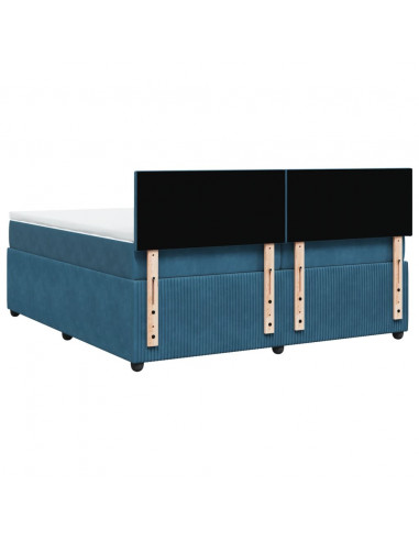 Giroletto a Molle con Materasso Blu 200x200 cm in Velluto