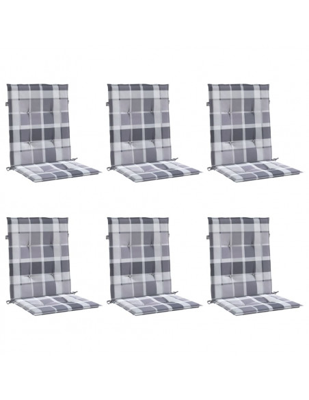 Cuscini per Sedia 6 pz a Quadri Grigi 100x50x3cm Tessuto Oxford