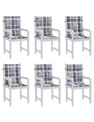 Cuscini per Sedia 6 pz a Quadri Grigi 100x50x3cm Tessuto Oxford