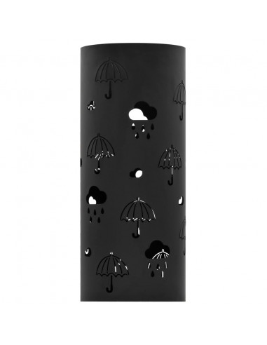 Porta Ombrelli con Motivi a Ombrelli in Acciaio Nero