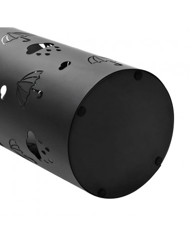 Porta Ombrelli con Motivi a Ombrelli in Acciaio Nero