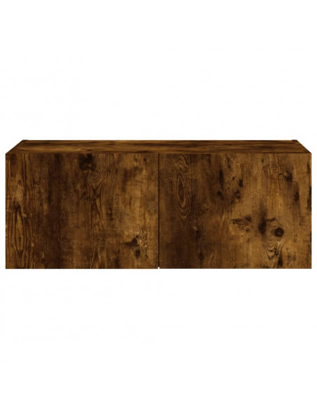 Mobile TV a Parete con Luci LED Rovere Fumo 80x35x31 cm