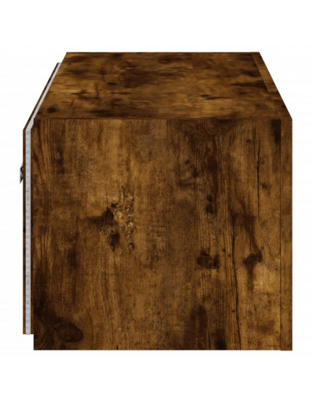 Mobile TV a Parete con Luci LED Rovere Fumo 80x35x31 cm