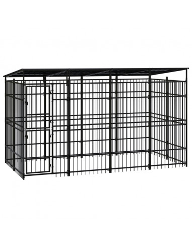 Gabbia per Cani da Esterno con Tetto in Acciaio 7,37 m²