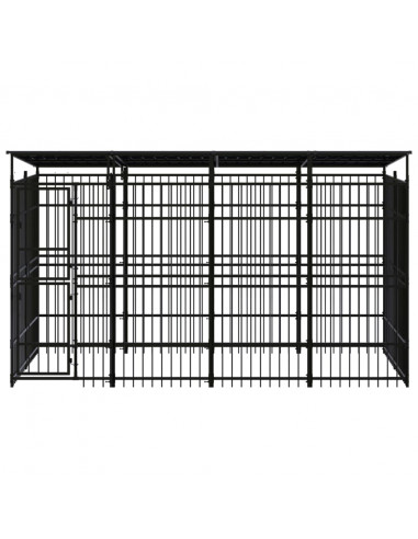 Gabbia per Cani da Esterno con Tetto in Acciaio 7,37 m²