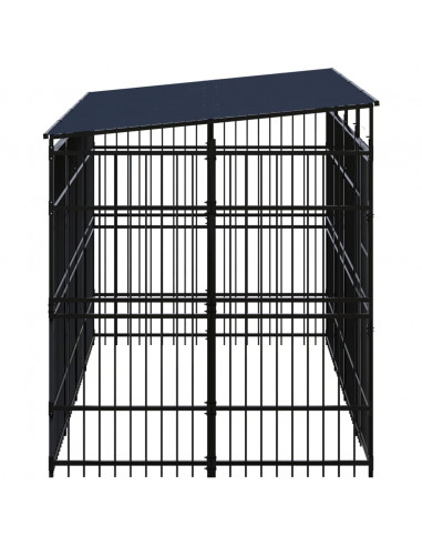 Gabbia per Cani da Esterno con Tetto in Acciaio 7,37 m²