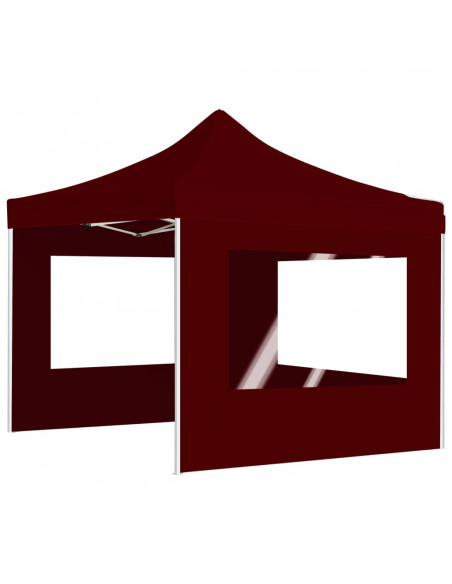 Gazebo Pieghevole in Alluminio con Pareti 3x3 m Rosso Vino