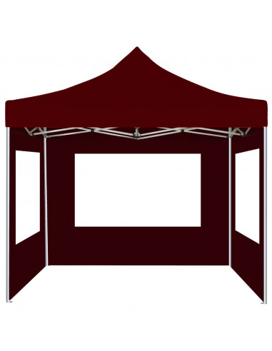 Gazebo Pieghevole in Alluminio con Pareti 3x3 m Rosso Vino