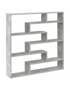 Mensola a Cubo da Parete 7 Scomparti Truciolato Grigio Cemento 2