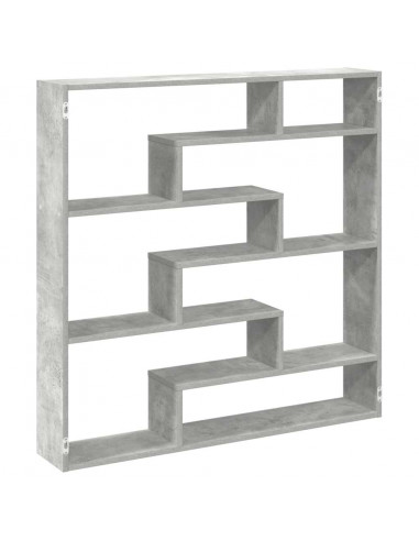 Mensola a Cubo da Parete 7 Scomparti Truciolato Grigio Cemento
