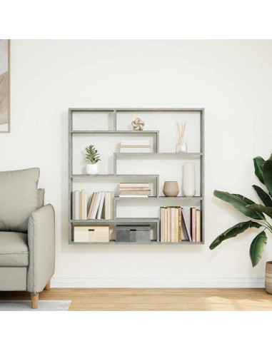 Mensola a Cubo da Parete 7 Scomparti Truciolato Grigio Cemento