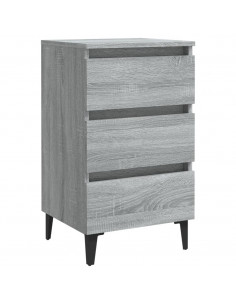 Comodino con Gambe in Metallo Grigio Sonoma 40x35x69 cm 2