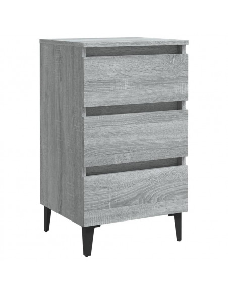 Comodino con Gambe in Metallo Grigio Sonoma 40x35x69 cm