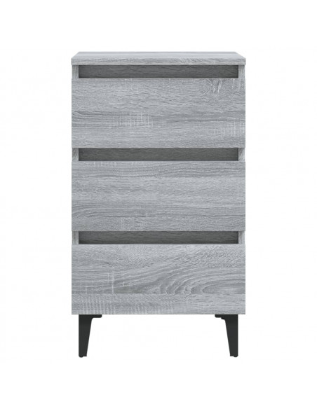 Comodino con Gambe in Metallo Grigio Sonoma 40x35x69 cm