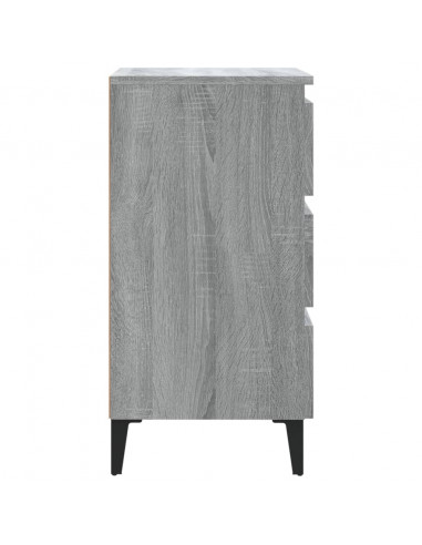 Comodino con Gambe in Metallo Grigio Sonoma 40x35x69 cm