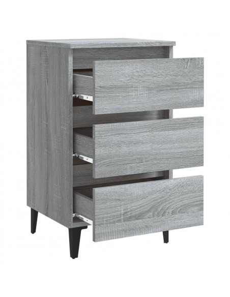 Comodino con Gambe in Metallo Grigio Sonoma 40x35x69 cm