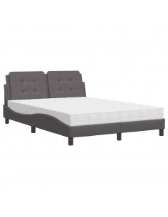 Letto con Materasso Grigio 140x200 cm in Similpelle 2