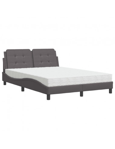 Letto con Materasso Grigio 140x200 cm in Similpelle