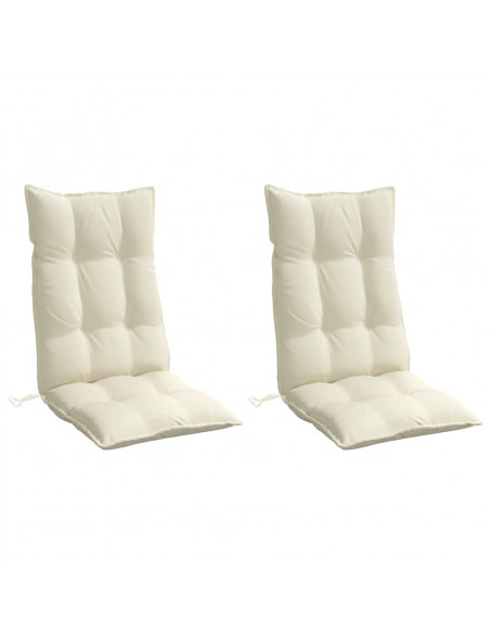 Cuscini per Sedia con Schienale Alto 2 pz Crema Tessuto Oxford