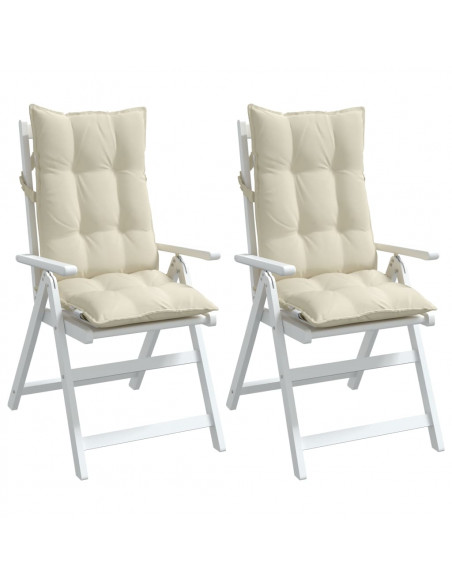 Cuscini per Sedia con Schienale Alto 2 pz Crema Tessuto Oxford