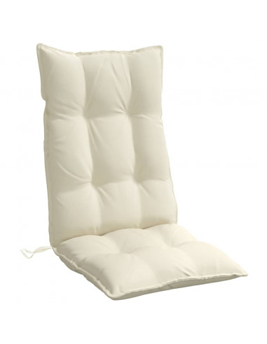 Cuscini per Sedia con Schienale Alto 2 pz Crema Tessuto Oxford