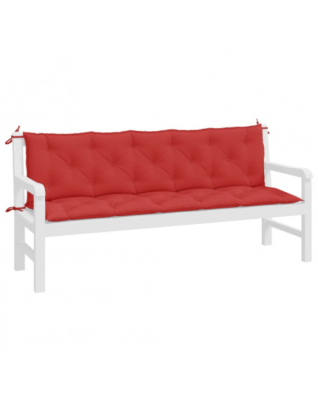 Cuscini per Panca 2 pz Rossi 180x50x7 cm in Tessuto Oxford