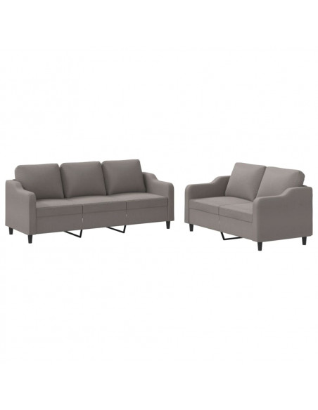Set di Divani 2 pz con Cuscini Tortora in Tessuto