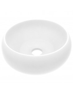 Lavandino Lusso Rotondo Bianco Opaco 40x15 cm in Ceramica 2