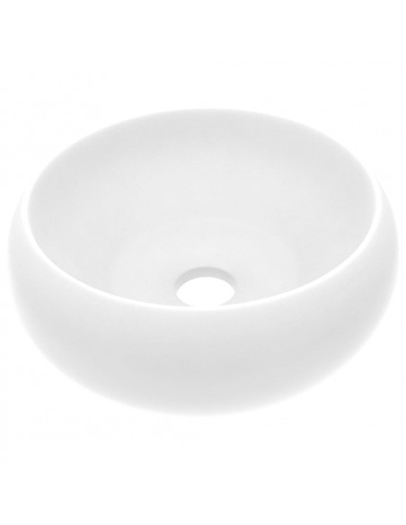 Lavandino Lusso Rotondo Bianco Opaco 40x15 cm in Ceramica