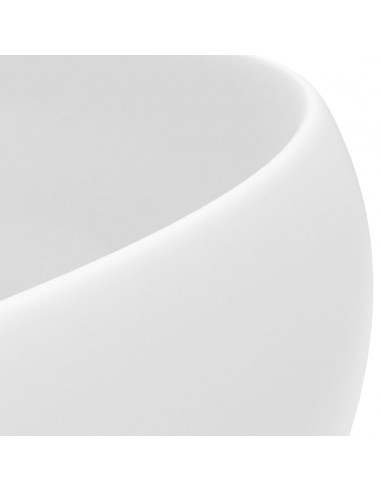 Lavandino Lusso Rotondo Bianco Opaco 40x15 cm in Ceramica