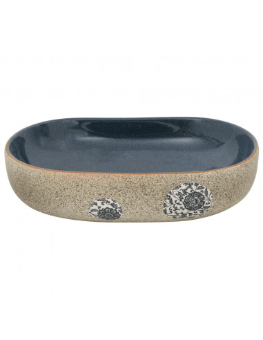 Lavabo da Appoggio Sabbia e Blu Ovale 59x40x14 cm Ceramica