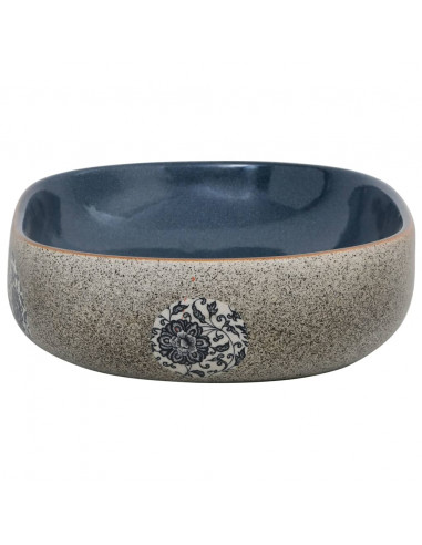 Lavabo da Appoggio Sabbia e Blu Ovale 59x40x14 cm Ceramica