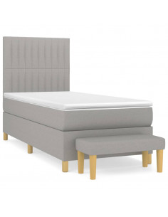 Giroletto a Molle con Materasso Grigio Chiaro 80x200 cm Tessuto 2