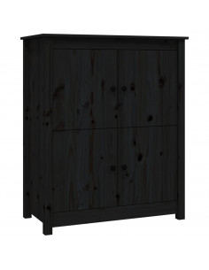 Credenza Nera 83x41,5x100 cm in Legno Massello di Pino 2